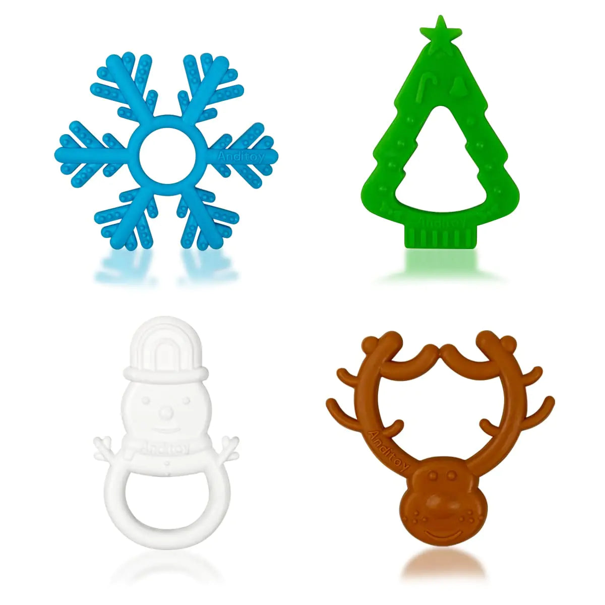 4 Pack Christmas Teething Toys