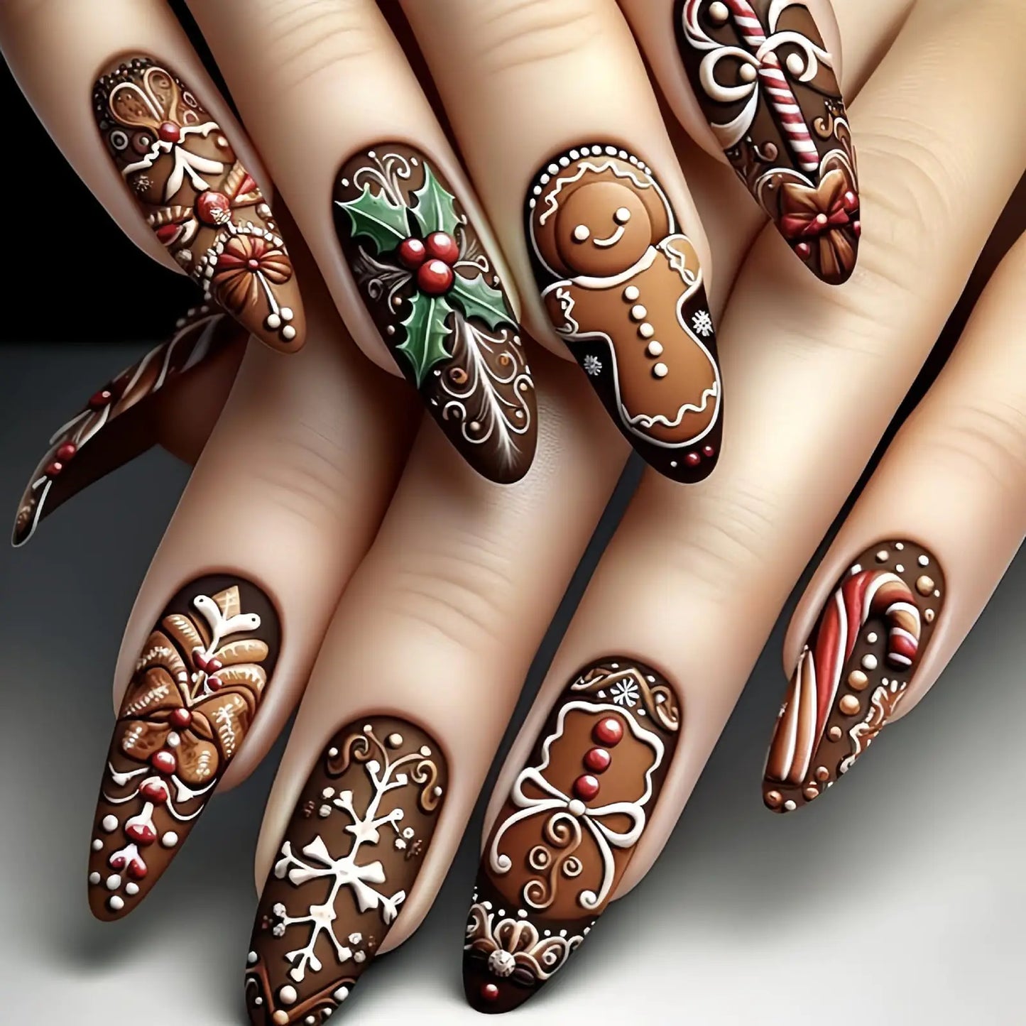 Gingerbread Press on Nails